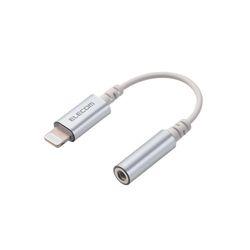 他サイト： エレコム Lightning-4極イヤホン端子 変換ケーブル デザイン高耐久 シルバー(EHP-L35DS01CSV) 取り寄せの商品画像