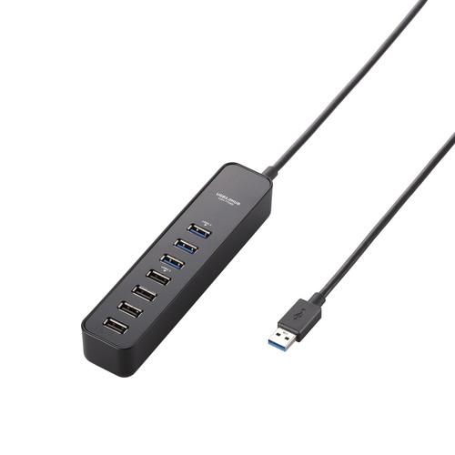 他サイト： エレコム USB3.0HUB マグネット セルフパワー 7ポート ブラック U3H-T706SBK 取り寄せ商品の商品画像