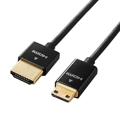 他サイト： エレコム HDMIケーブル イーサネット対応 スーパースリム mini 1.5m ブラック(DH-HD14SSM15BK) 取りの商品画像