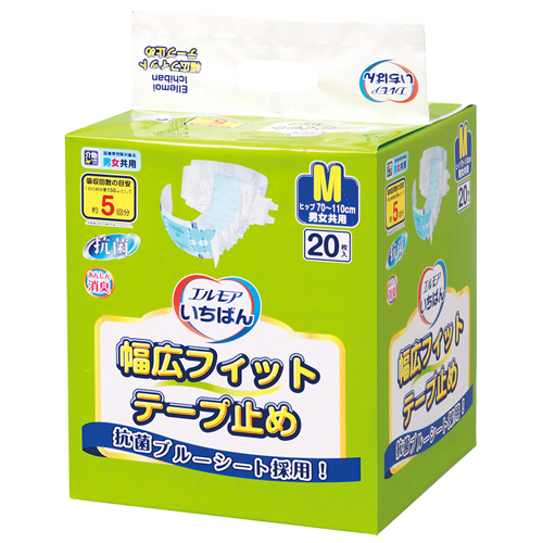 他サイト： カミ商事 エルモア いちばん 幅広フィットテープ止め M 1パック(20枚)(711310) 目安在庫=○の商品画像