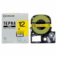 他サイト： キングジム テプラPROテープ強粘着タイプ黄/黒文字 12mm SC12YW 目安在庫=○の商品画像