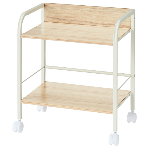 他サイト： 山善(YAMAZEN) キャスター付リビングラック 2段 ナチュラルメイプル/アイボリー 1台(YZCR-2(NM/IV)) 目の商品画像