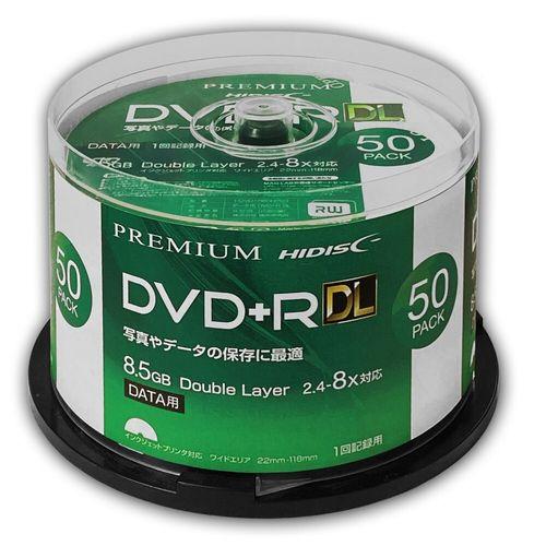 他サイト： HIDISC データ用 DVD+R DL 片面2層 8.5GB 50枚 8倍速対応 インクジェットプリンタ対応(HDVD+R85の商品画像