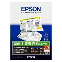 他サイト： エプソン 両面上質普通紙 再生紙 (A3/250枚) KA3250NPDR 目安在庫=△の商品画像