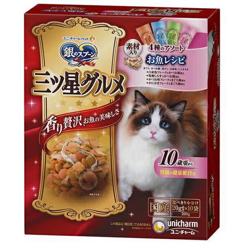 他サイト：  【ケース販売】 ユニチャーム 銀のスプーン三ツ星グルメ 腎臓の健康維持用 10歳頃から 200g (×14セット) の商品画像