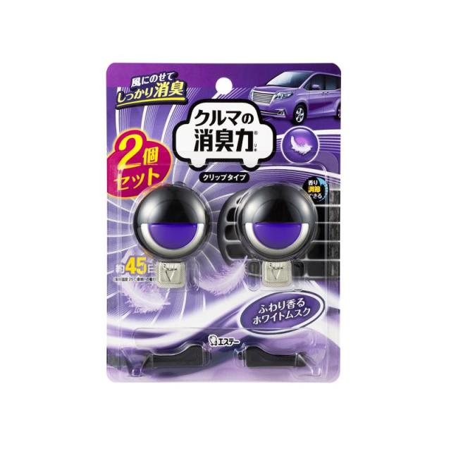 他サイト： 【セット販売】 エステー クルマの消臭力 クリップタイプ ホワイトムスク 3.2ml×2個セット(×4セット)の商品画像