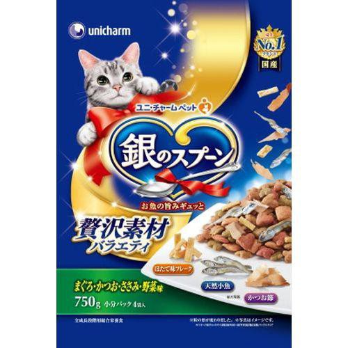 他サイト： 銀のスプーン 贅沢素材バラエティ まぐろ かつお ささみ 野菜味 750g ユニ・チャームの商品画像