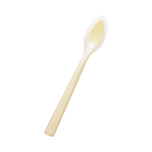 他サイト： 口あたりやさしいスプーン 一体深型・小 / KU-06 イエロー 岡部洋食器製作所 (E0164)の商品画像