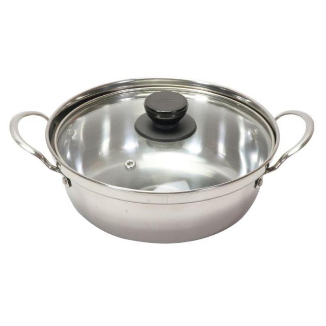 他サイト： パール金属 和楽庵 ステンレス製ガラス蓋付卓上鍋 18cm HC−0042の商品画像