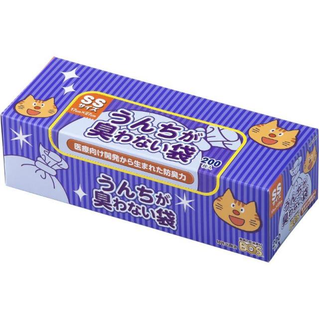 他サイト： クリロン化成 うんちが臭わない袋 BOS ネコ用 箱型 SSサイズ 200枚入の商品画像