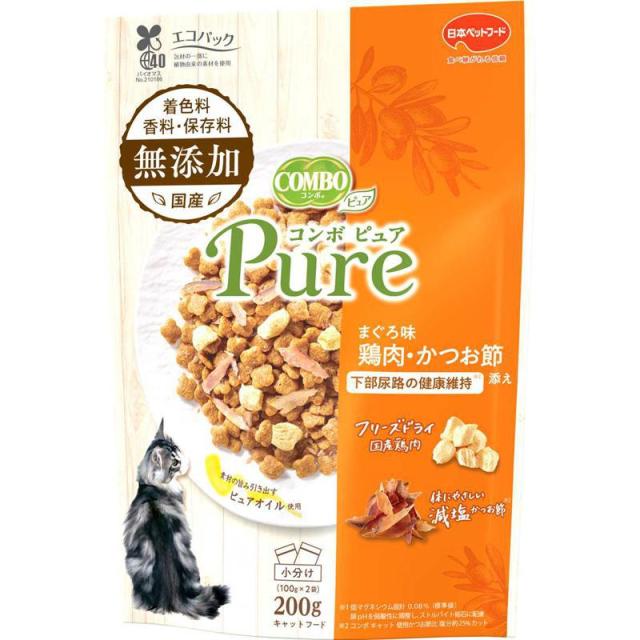 他サイト：  日本ペットフード 猫 ドライ コンボ キャット ピュア まぐろ味・鶏肉・かつお節添え 200g の商品画像