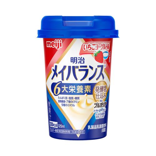 他サイト： 明治 メイバランスMiniカップ いちごヨーグルト味 / 125mL×12個(内箱単位) 明治 (E1526)の商品画像