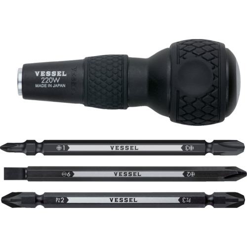 他サイト： ■VESSEL ボールグリップ差替ドライバーセット No.220W-3(ビット3本組)〔品番:220W3〕【1172314:0】の商品画像