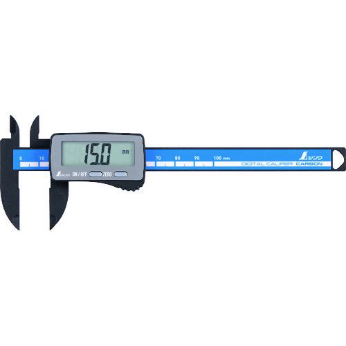 他サイト： ■シンワ デジタルノギス カーボンファイバー大文字 100mm〔品番:19989〕【2433711:0】[店頭受取不可]の商品画像