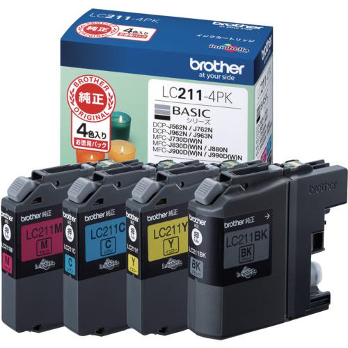 他サイト： ■brother インクカートリッジ LC211-4PK 4色パック〔品番:LC2114PK〕【4341880:0】[店頭受取不の商品画像