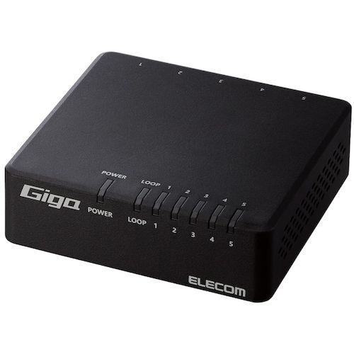 他サイト： ■ELECOM Giga対応スイッチングHub 5ポート 磁石付き プラスチック筐体 電源外付 ブラック〔品番:EHCG05PAの商品画像