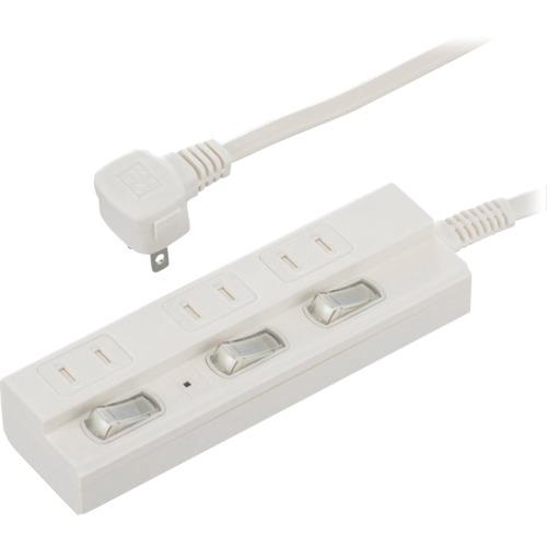 他サイト： ■OHM 3口1m節電タップ雷ガード付22    〔品番:HSTPK31W22〕【6889504:0】[店頭受取不可]の商品画像