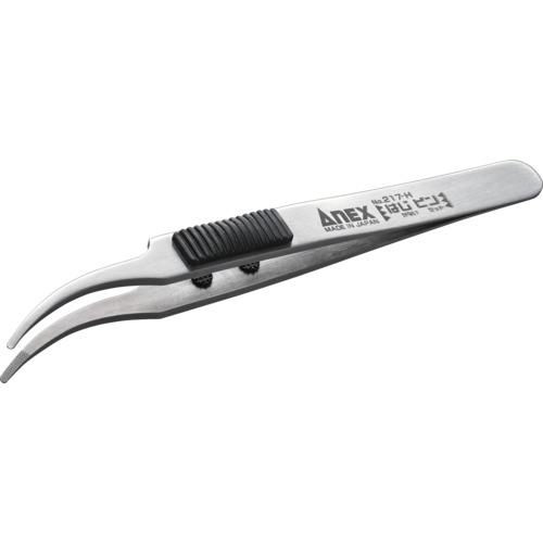 他サイト： ■アネックス ラバーグリップ付ステンレスピンセット はじピン 先丸鷲型120mm〔品番:217H〕【7010068:0】[店頭受の商品画像