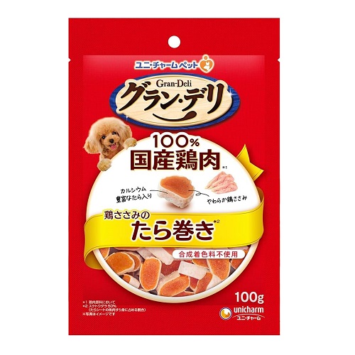他サイト： [ユニ・チャーム]グラン・デリ おやつ 鶏ささみのたら巻き 100gの商品画像