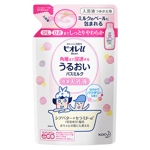 他サイト： [花王]ビオレu 角層まで浸透する うるおいバスミルク パウダリーな香り 詰替え 480mlの商品画像