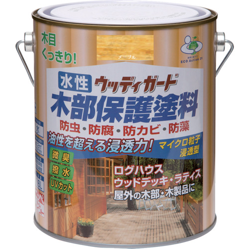 他サイト： ニッぺ 水性ウッディガード 1.6L メープル HW201-1.6 4976124532153 工事 照明用品 塗装 内装用品 の商品画像
