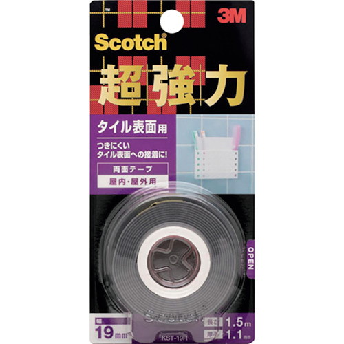 他サイト： 3M スコッチ 超強力両面テープ タイル表面用 19mm×1.5m(代引不可)の商品画像