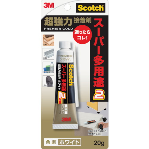 他サイト： 3M スコッチ 超強力接着剤 プレミアゴールド スーパー多用途2 20g ホワイト(代引不可)の商品画像