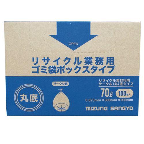 他サイト： 水野産業 リサイクル業務用ゴミ袋 ボックスタイプ (100枚入)70L 丸底 ZGM1002【送料無料】の商品画像