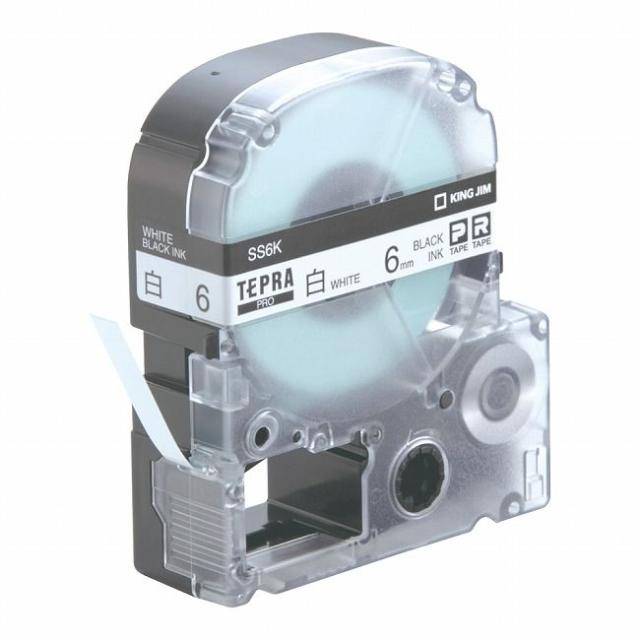 他サイト： キングジム テプラPRO用白ラベル 黒文字 6mm幅 SS6K [XTE0401]の商品画像