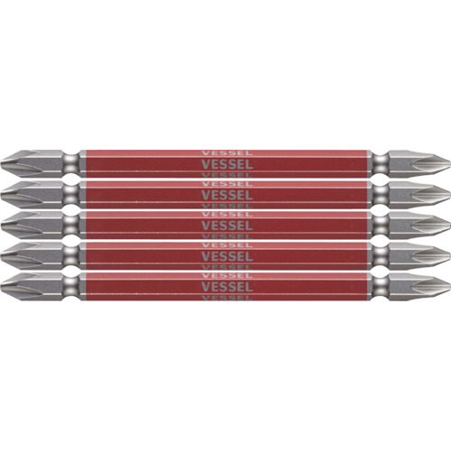 他サイト： ベッセル 剛彩ビット 5本組 (両頭) +2×110mm GS5P2110の商品画像