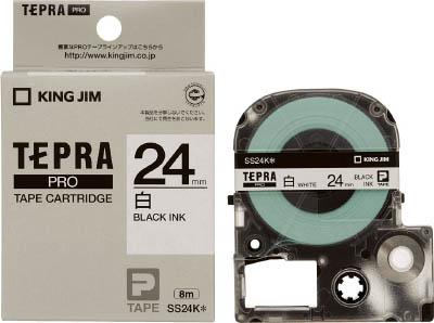 他サイト： キングジム テプラPROテ−プカ−トリッジ 白に黒文字【SS-24K】(OA・事務用品・ラベル用品)の商品画像