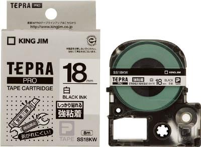 他サイト： キングジム テプラPROテ−プカ−トリッジ 強粘着タイプ【SS18KW】(OA・事務用品・ラベル用品)の商品画像