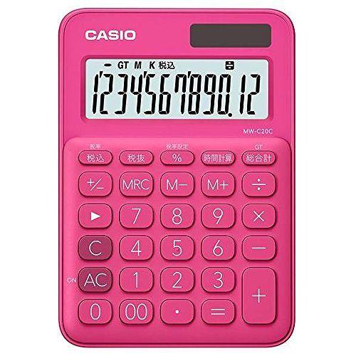 他サイト： カシオ 電卓 12桁 (ビビッドピンク)CASIO カラフル電卓 ミニジャストタイプ MW-C20C-RDの商品画像