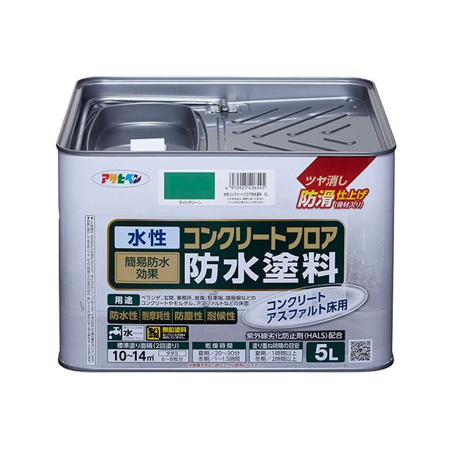 他サイト： アサヒペン 水性コンクリートフロア防水塗料 5L(ライトグリーン) asahipen 日用品の商品画像