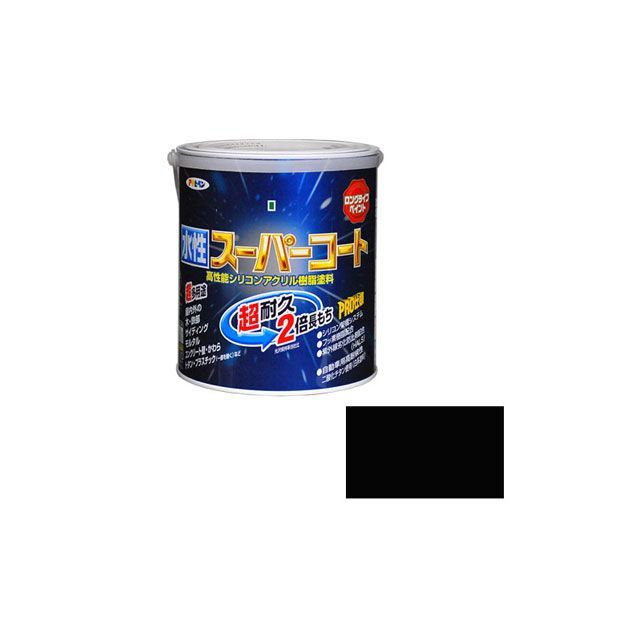 他サイト： アサヒペン 水性スーパーコート 1.6L(ツヤ消し黒) asahipenの商品画像