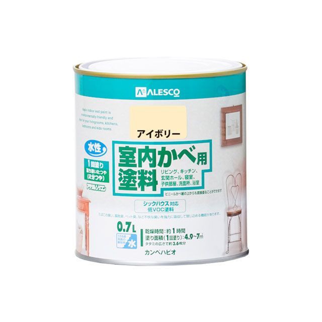 他サイト： カンペハピオ 室内かべ用塗料 アイボリー 0.7L Kanpe Hapio 日用品の商品画像