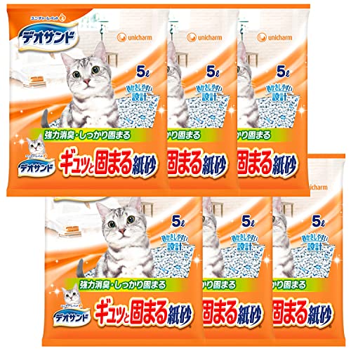 他サイト： まとめ買い デオサンド 猫用 サンド ギュッと固まる 紙砂 30L5L×6 おしっこ ペット用品 ユニチャームの商品画像