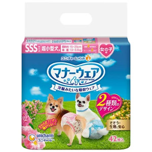 他サイト： ユニ・チャームペット マナーウェア 女の子用 SSSサイズ 超小型犬用 42枚の商品画像