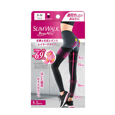 他サイト： スリムウォーク ビューアクティ 美脚&美尻レギンス ブラック S〜M 1足 4902522674119の商品画像