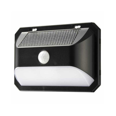 他サイト： センサーウォールライト(明暗+人感/400lm/ソーラー発電式/昼光色/保護等級IP65/ブラック) ※お取り寄せ品 49712の商品画像