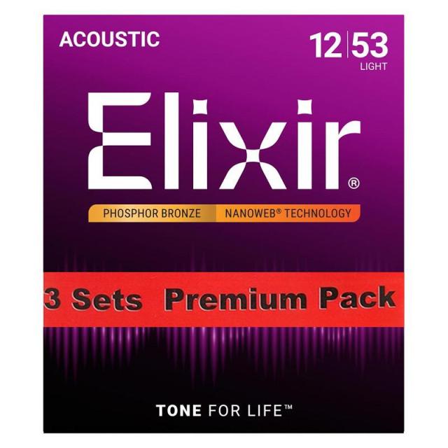 他サイト： ELIXIR Acoustic Phosphor Bronze with NANOWEB Coating 3SET PACK #の商品画像