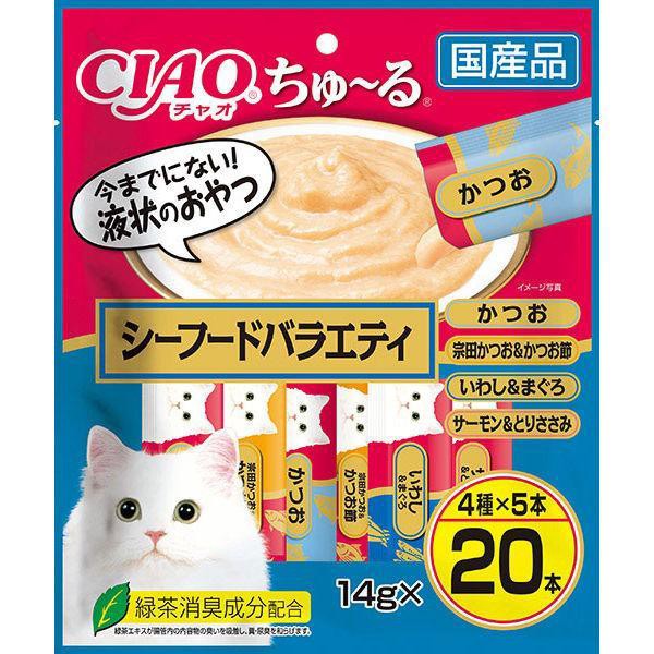 他サイト： いなば チャオちゅーる シーフードバラエティ 14g×20/ チャオちゅーる 猫用 おやつ(4901133625947)の商品画像
