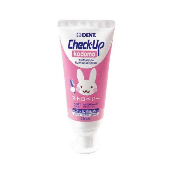 他サイト： ライオン デントチェックアップ コドモ ストロベリー60g/歯磨き粉 キッズ(4903301166054)の商品画像