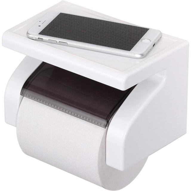 他サイト： 東和産業 グッドラック 棚付 ペーパーホルダー トイレ用品 ホワイト JANコード 4901983444880の商品画像