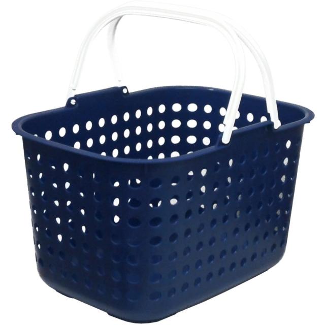 他サイト： 平和工業 ランドリー ドットバスケット 浅型 BL ブルー (幅44×奥行31.5×高さ26.5cm) JANコード 49075の商品画像