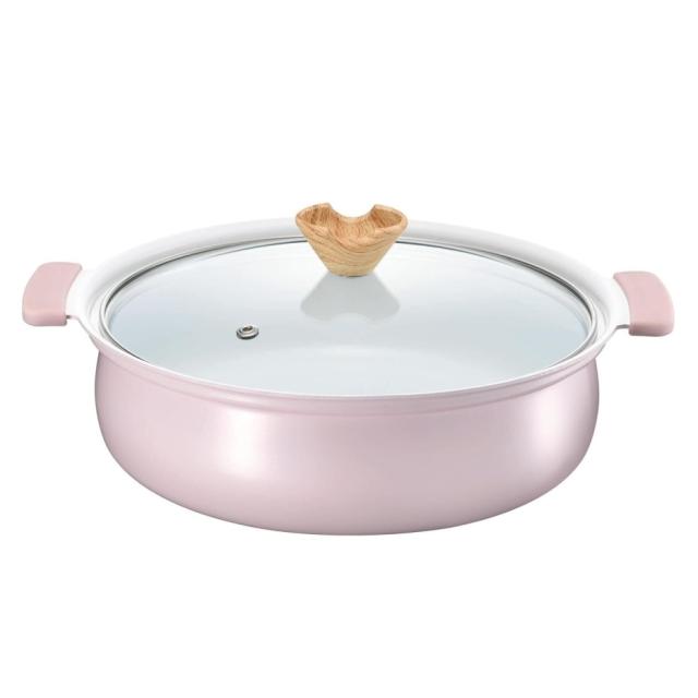 他サイト： カクセー coronto コロント セラミックコーティング卓上鍋 24cm ピンク CT-22 (ガス火・IH兼用) JANコーの商品画像