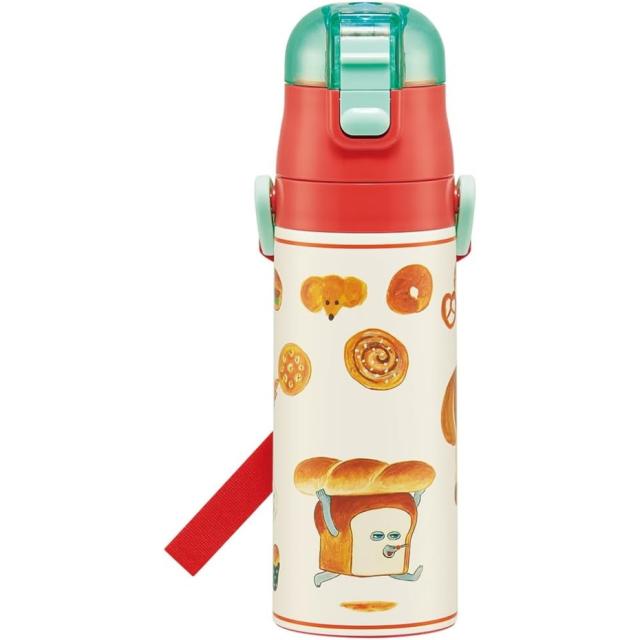 他サイト： Skater スケーター SDC4 超軽量・コンパクトロック付ワンプッシュダイレクトステンレスボトル パンどろぼう 470ml の商品画像