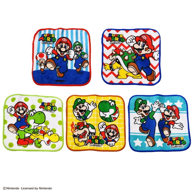 他サイト： ミニタオル5絵柄組 スーパーマリオ マリオワールド ネコポス対応品 724028の商品画像