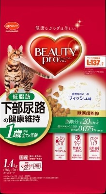 他サイト： 日本ペットフード(株) ビューティープロ キャット 下部尿路の健康維持 低脂肪 1歳から 2.7kg 猫 フード ドライ 490の商品画像