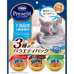 他サイト： 日本ペットフード(株) コンボ プレゼント キャット おやつ 下部尿路の健康維持 3種のバラエティパック 90g 猫 フード スの商品画像
